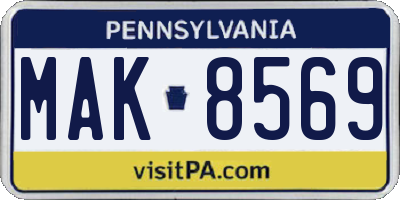 PA license plate MAK8569