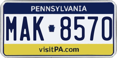 PA license plate MAK8570
