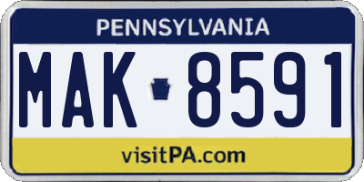 PA license plate MAK8591