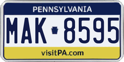 PA license plate MAK8595