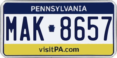 PA license plate MAK8657