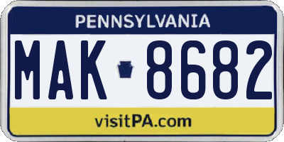 PA license plate MAK8682