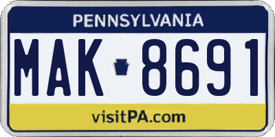PA license plate MAK8691