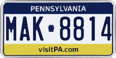 PA license plate MAK8814