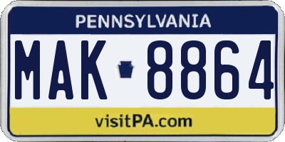 PA license plate MAK8864
