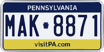 PA license plate MAK8871