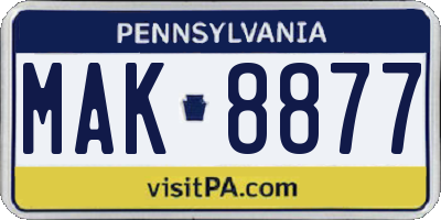 PA license plate MAK8877
