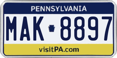 PA license plate MAK8897