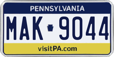 PA license plate MAK9044