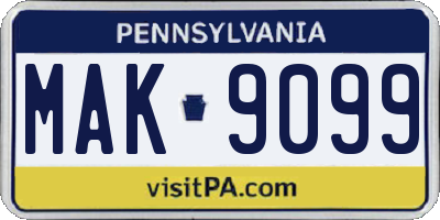 PA license plate MAK9099