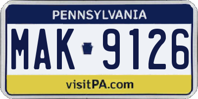 PA license plate MAK9126