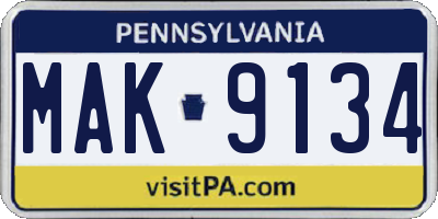PA license plate MAK9134