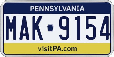 PA license plate MAK9154