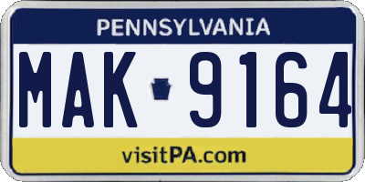 PA license plate MAK9164