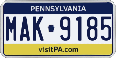 PA license plate MAK9185