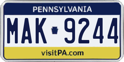 PA license plate MAK9244