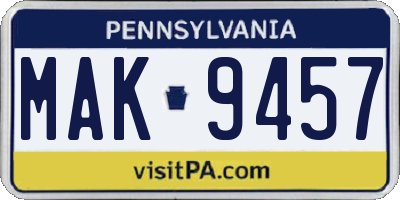 PA license plate MAK9457