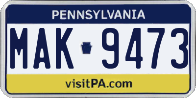 PA license plate MAK9473