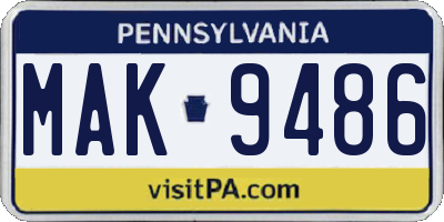 PA license plate MAK9486