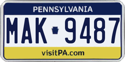 PA license plate MAK9487