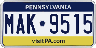 PA license plate MAK9515
