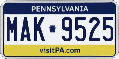 PA license plate MAK9525
