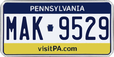 PA license plate MAK9529