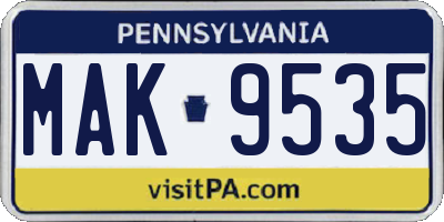 PA license plate MAK9535