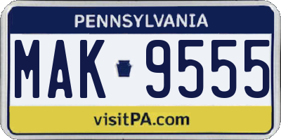 PA license plate MAK9555