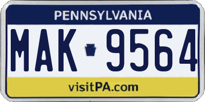 PA license plate MAK9564