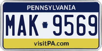 PA license plate MAK9569