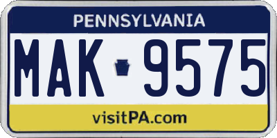 PA license plate MAK9575