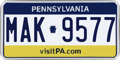 PA license plate MAK9577