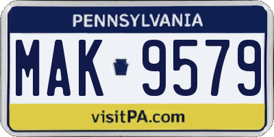 PA license plate MAK9579