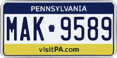 PA license plate MAK9589