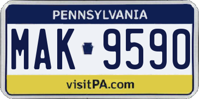 PA license plate MAK9590