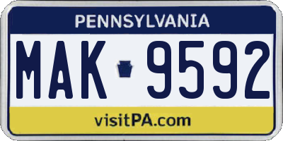 PA license plate MAK9592