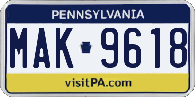 PA license plate MAK9618
