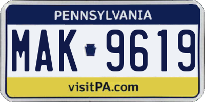 PA license plate MAK9619