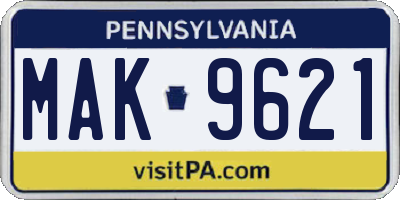 PA license plate MAK9621