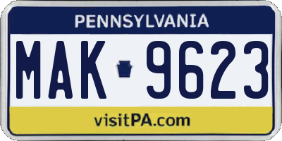 PA license plate MAK9623