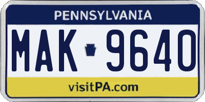 PA license plate MAK9640