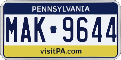 PA license plate MAK9644