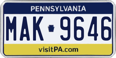 PA license plate MAK9646
