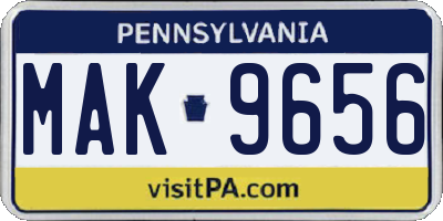 PA license plate MAK9656