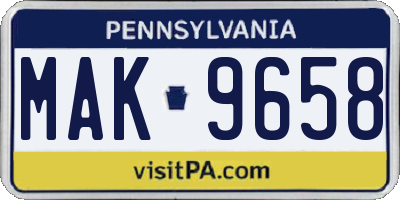 PA license plate MAK9658