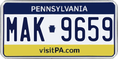 PA license plate MAK9659