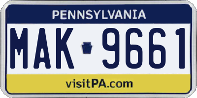 PA license plate MAK9661