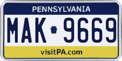 PA license plate MAK9669