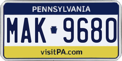 PA license plate MAK9680